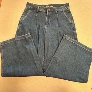 Lands' End Women's Size 10 Petite Wide Leg Pleated Denim Jeans